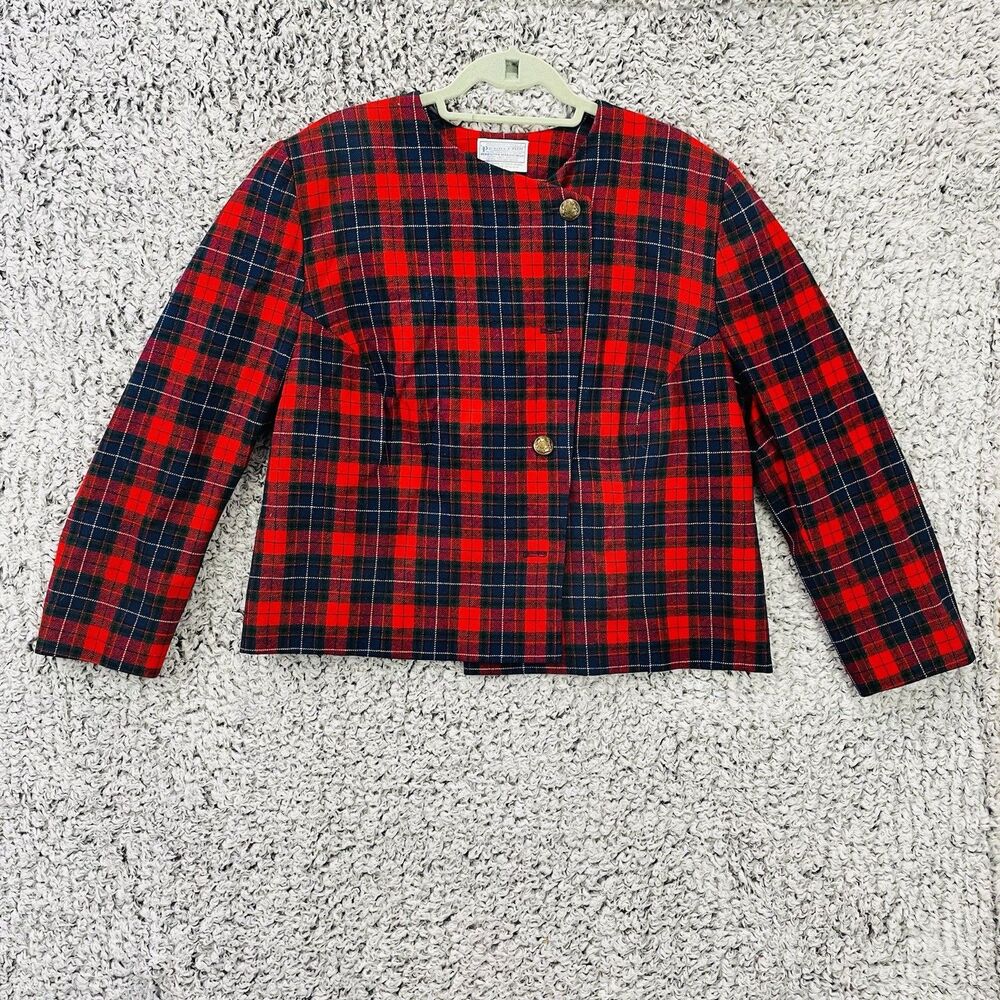 Vintage Pendleton Jacket Womens Medium Wool Made USA 70s Plaid